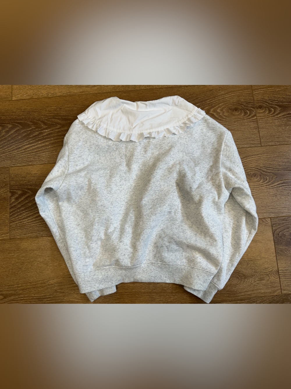 Prariecore Light Gray Sweatshirt with Ruffled White Prarie Collar M - Picture 4 of 10
